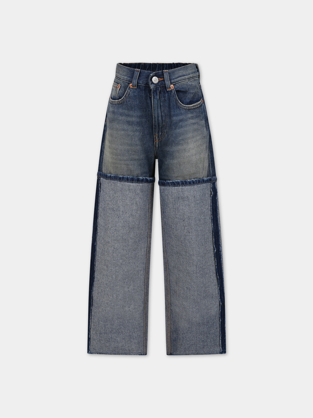 Jean en denim pour fille avec surpiqûres contrastées